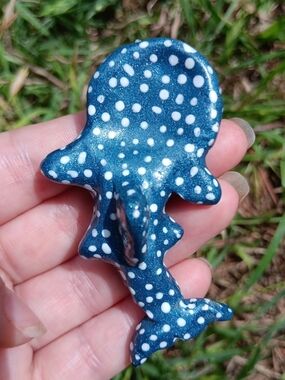 Blue And White Polka Dot Whale Shark Worry Stone